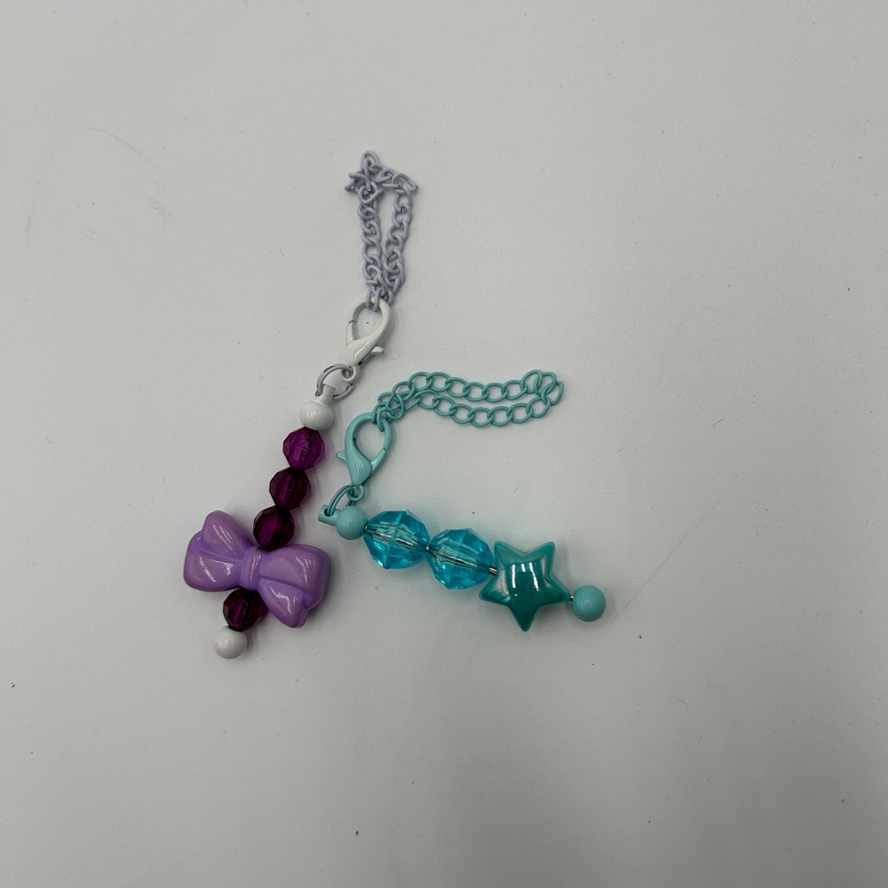 Charming Purple and Blue Bow Star Keychain zipper pulls